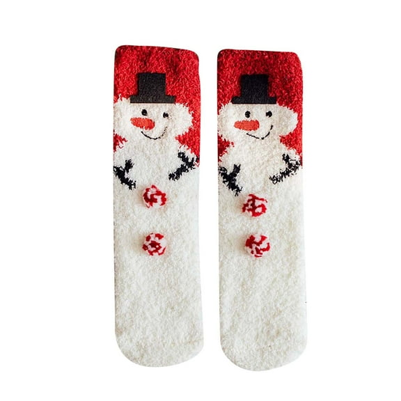 EnJoCho Clearance Christmas Socks Warm Coral Velvet Thick Christmas Socks Sleep Cartoon Floor Fuzzy Christmas Socks Adult Xmas Winter Themed Charming Socks Heated Socks Bulk Red Green Cute&Fun