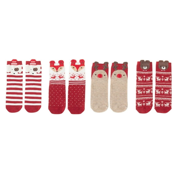 EnJoCho Clearance Christmas Socks Warm Fashion Windproof Printing Mid Tube Socks Long Tube Cotton Adult Xmas Winter Themed Charming Socks Heated Socks Bulk Red Green Cute&Fun