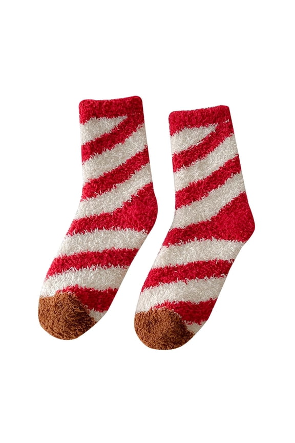 Cute Coral Winter Sleep Socks For Ladies Women'S Coral Winter Sleep Socks Womens Fuzzy Socks Slipper Winter Comfy Cozy Socks Cabin Warm Home Socks,Christmas Candy Socks