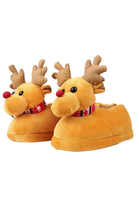 Clearance Cute 3D Xmas Deer Furry Slippers Women Christmas Slippers Holiday Slipper House Shoes Slipper for Women Fuzzy Outdoor Indoor Bedroom Slippers Adult Family Winter Warm Comfy Indoor