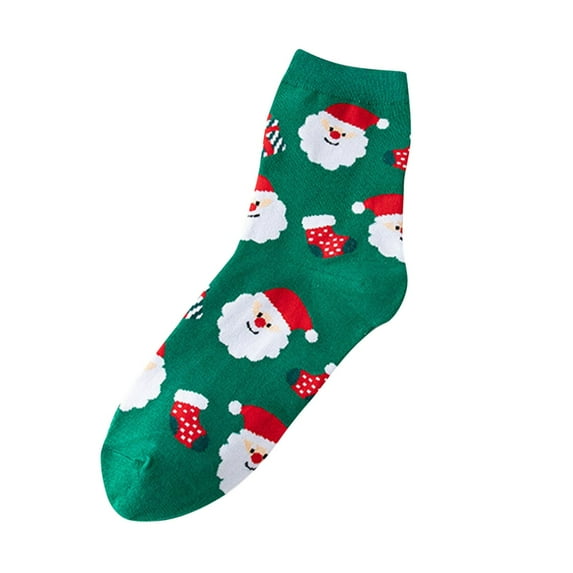 EnJoCho Clearance Cute Socks for Women Ladies Autumn and Winter Christmas Socks Santa Cartoon Cotton Socks Adult Xmas Winter Themed Charming Socks Heated Socks Bulk Red Green Cute&Fun