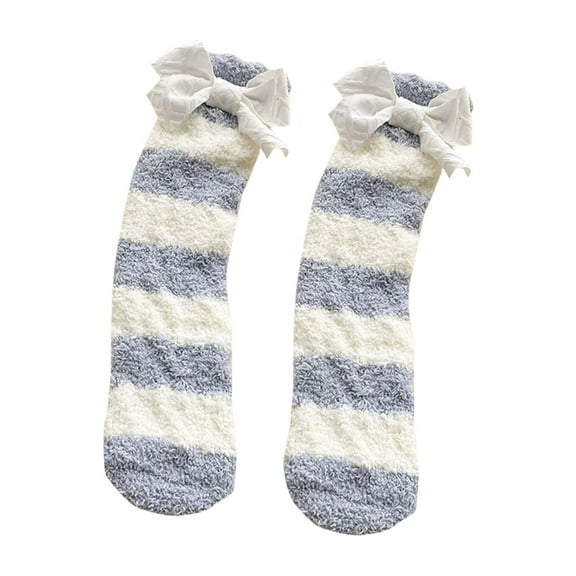EnJoCho Clearance Cute Socks for Women Womens Fuzzy Socks Cozy Winter Warm Soft Cute Bowknot Fuzzy Home Slipper Socks Adult Xmas Winter Themed Charming Socks Heated Socks Bulk Red Green Cute&Fun