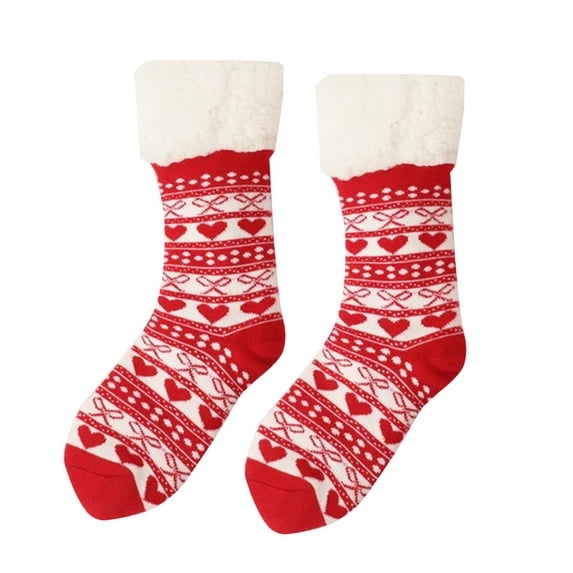 EnJoCho Clearance Fuzzy Warm Slipper Socks Women Winter Floor Socks Lined with Reading Socks Cozy Sleeping Reindeer Socks Adult Xmas Winter Themed Charming Socks Heated Socks Bulk Red Green Cute&Fun