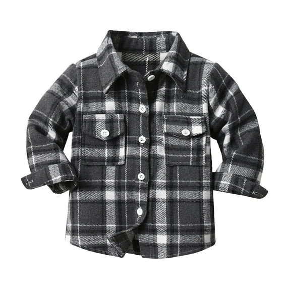 EnJoCho Clearance Kids Rain Coats for Girls Toddler Boys Girls Shirt Coat Jacket Plaid Long Sleeve Kids Turn Down Collar Button Tops Outwear for Girls Or Boys Girls' Outerwear Jackets & Coats