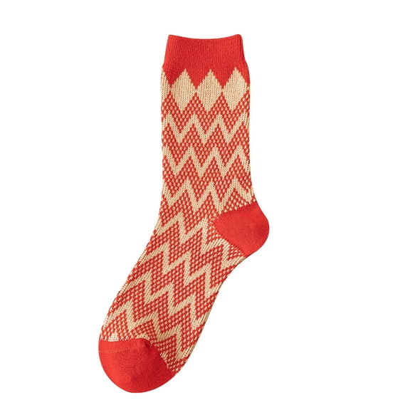 EnJoCho Ribbed Crew Socks For Women,Floral Calf-Length Socks For Women, Women's Autumn And Winter New Casual Fashion Thickened Long Barrel Christmas Socks