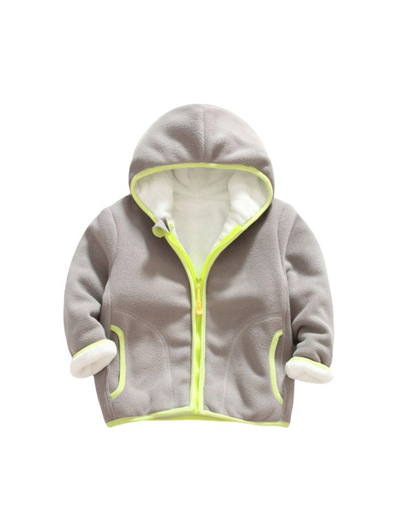 Clearance Toddler Jacket 3t Carseat Baby Kids Little Girls Boys Spring Winter Long Sleeve Thick Solid Color Plush Zipper Hooded Coat for 1 to 7 Years Girls' Outerwear Jackets & Coats