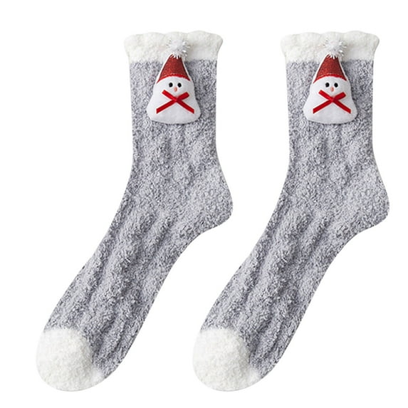 EnJoCho Clearance Warm Winter Socks Women Autumn and Winter Thickened Coral Socks Cute Cartoon Tube Socks Christmas Socks Adult Xmas Winter Themed Charming Socks Heated Socks Bulk Red Green Cute&Fun
