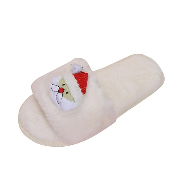 EnJoCho Clearance Women's Slippers Ladies Fashion Solid Color Cartoon Christmas Decoration Plush Casual Flat Cotton Slippers Adult Family Winter Warm Comfy Indoor Slippers Shoes Xmas Themed