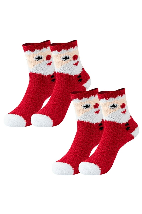 Clearance Women’s Socks Fuzzy Socks for Women Soft Furry Winter Cozy Slipper Socks Winter Warm Wool 2 Pairs Crew Cute Socks Adult Xmas Winter Themed Charming Socks Heated Socks Bulk Cute&Fun
