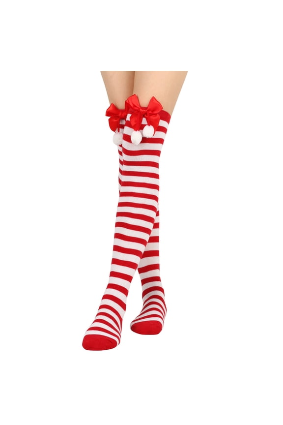 Clearance Womens Boot Socks Ladies Solid Color Cartoon Christmas Decorated Knee Socks for Christmas Party Sweet Cute Stockings Adult Xmas Themed Charming Socks Heated Socks