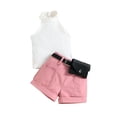 thumbnail image 1 of EnJoCho Clothes Girls Size 5 Summer Toddler Girls Sleeveless Ribbed Vest Tops and Shorts Belt Waist Bag Outfits Children Outer Home Clothing Outfits, 1 of 8