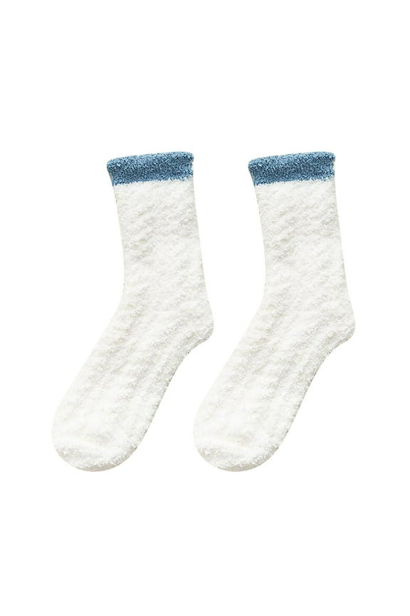 Cozy Coral Sleep Socks For Women Women'S Coral Sleep Socks With Ribbed Cuffs Fashion Keep Warm Women Fashion Patchwork Ladies Patchwork Thick Socks