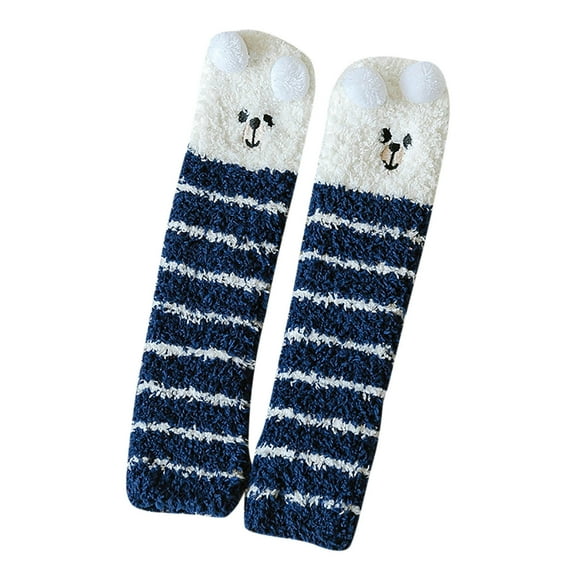 EnJoCho Cozy Fleece-Lined Home Socks For Ladies Children Adult Stockings Autumn And Winter Fashion Cute Cartoon Animal Thickened Comfortable Floor Socks Non Slip
