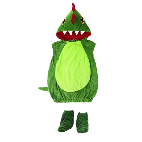 EnJoCho Dinosaur Hoodie Romper 𝖢ostume - Plush Flece Jumpsuit with Shoes Sleeveless Playwear for Toddler Kids