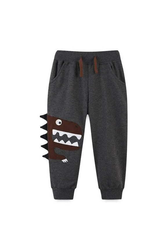 Dinosaur Print Play Pants - Reinforced Knee Joggers with Cargo Pockets for Active Boys Outdoor Adventures (6-7 Years,A)