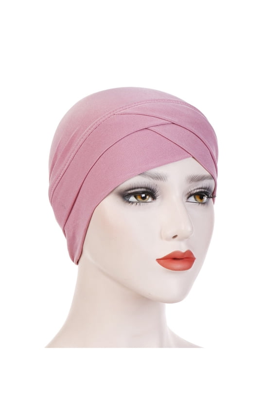 Elastic Caps for Ladies Women Stretch Cloth Forehead Headwear Soft Hat Linen Turban Hat Bottoming Hat