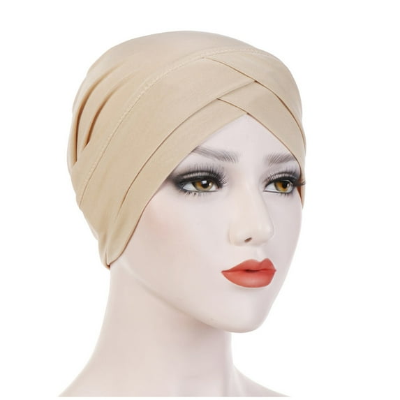EnJoCho Elastic Caps for Ladies Women Stretch Cloth Forehead Headwear Soft Hat Linen Turban Hat Bottoming Hat
