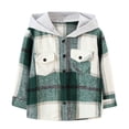 thumbnail image 1 of EnJoCho Fall Jackets for Toddler Girls 3t 4t Kids Baby Boys Girls Flannel Shirt Jacket Plaid Patchwork Long Sleeve Lapel Button Down Fall Shirt Hooded Coat Outwear Kids Trendy Winter Clothes Clearance, 1 of 5