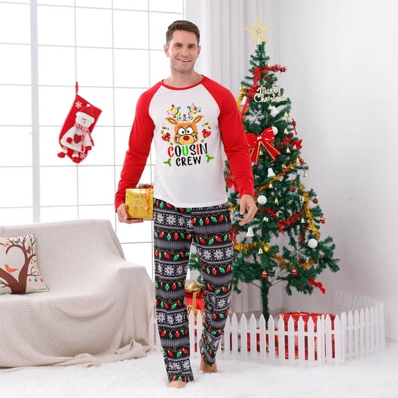 EnJoCho Family Christmas Pjs Matching Sets Holiday Jammies Sleepwear Christmas Pajamas for Family Dda Mommy and Me Xmas Outfits Personalized Family Christmas Long Sleeve Outfit