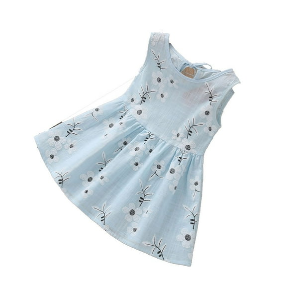 EnJoCho Fashion Baby Dress Kids Girl Sleeveless Flower Print Dress Princess Dresses Little & Big Children Summer Casual Party Beach Dresses 3-4 Years
