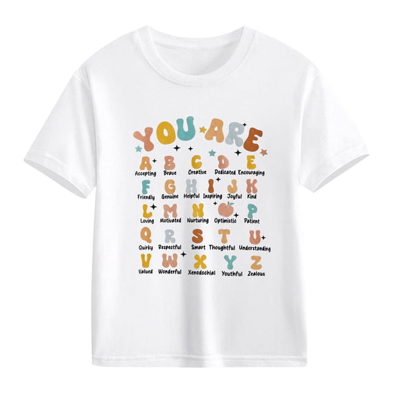 EnJoCho First Day of School Shirt Kids Back-to-School T-Shirts Boys Girls Cute Letter Summer Tops Toddler Crewneck Short Sleeve Shirt Preschool Tshirt Girls Oversized Class Shirt