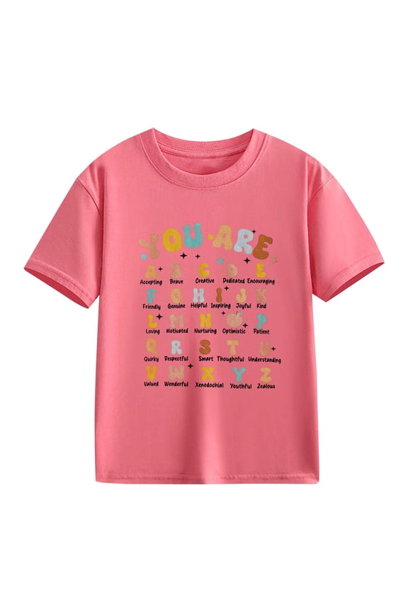 First Day of School Shirt Kids Back-to-School T-Shirts Boys Girls Cute Letter Summer Tops Toddler Crewneck Short Sleeve Shirt Preschool Tshirt Girls Oversized Class Shirt