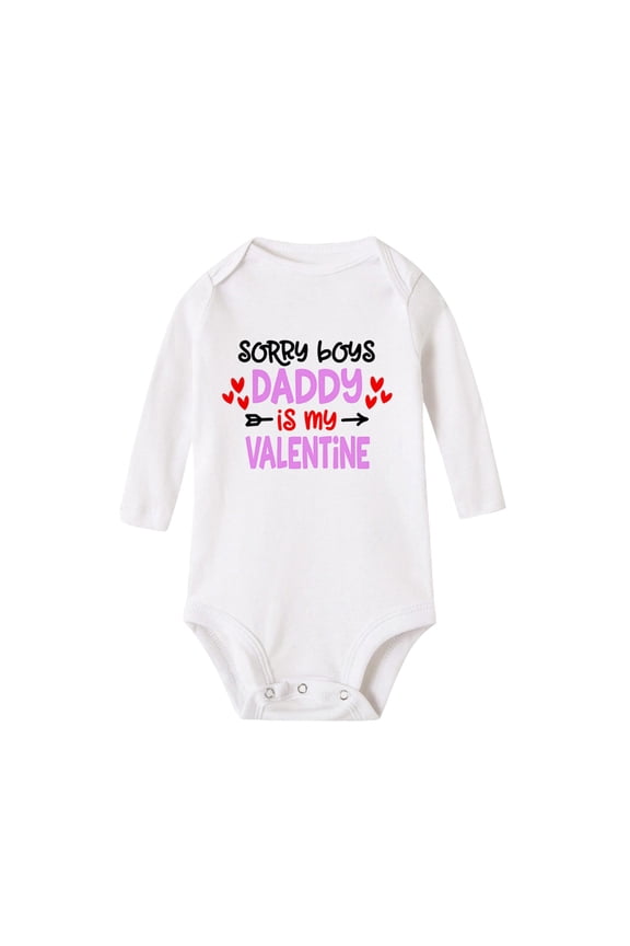 My First Valentines Day Baby Kids Long Sleeve 𝖱omper Bodysuit Outfit Cute Love Heart Letter Print Clothing Playwear Jumpsuit Sleep𝗐ear Baby Wear