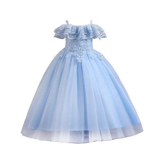 EnJoCho Flower Girl Tutu Dress Embroidered Sleeveless Tulle Gown Wedding Par𝗍y Dress Bridesmaid Pageant Dress Birthday Celebration Long Skirt