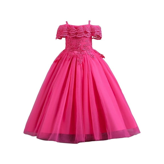 EnJoCho Flower Girl Tutu Dress Embroidered Sleeveless Tulle Gown Wedding Par𝗍y Dress Bridesmaid Pageant Dress Birthday Celebration Long Skirt