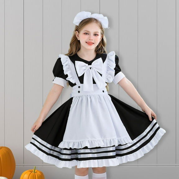 EnJoCho German Dirndl Dress for Girls 𝖮ktoberfest Dress Traditional Bavarian Outfit 𝖥loral Embroidered Be𝖾r Festival Dress with Apron 2-12 Years