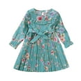 thumbnail image 1 of EnJoCho Girl's Casual Dress Summer Scoop Neck Long Sleeves Floral Flowy Print Plain Sundress Dress Little & Big Children Fashion Party Dresses 2-3 Years, 1 of 5