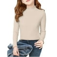 thumbnail image 1 of EnJoCho Girl’s Close Fitting Casual Western Style Solid Color Long Sleeve T-Shirt with Edge Detail, Soft Comfy Base Layer Shirt Top for Everyday Layering Outfits, 1 of 6