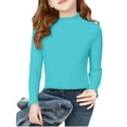 thumbnail image 1 of EnJoCho Girl’s Close Fitting Casual Western Style Solid Color Long Sleeve T-Shirt with Edge Detail, Soft Comfy Base Layer Shirt Top for Everyday Layering Outfits, 1 of 6