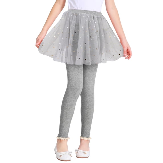 EnJoCho Girls 2 In 1 Skirted Leggings High Waist Color Stretchy Pants Cute Skirt Overlay Bottoms Designed For Daily Casual Wear Stage Performance Kids Dressy Outfit