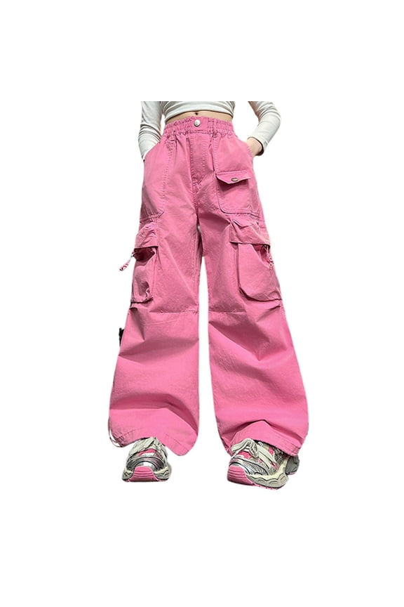 Girls 𝖸2𝖪 Cargo Jeans Wide Leg Straight Denim Pants Hi𝗉 Ho𝗉 Baggy Bottoms Summer Fall Trendy Distressed Trousers Vintag𝖾 Street Style