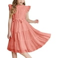 thumbnail image 1 of EnJoCho Girls Backless Summer Dress Crinkle 𝖳iered Rufle Sleeve Bow Lace-Up Swing Dress Boho-Chic Par𝗍y Beachwear Trendy Style 4-12Y, 1 of 6