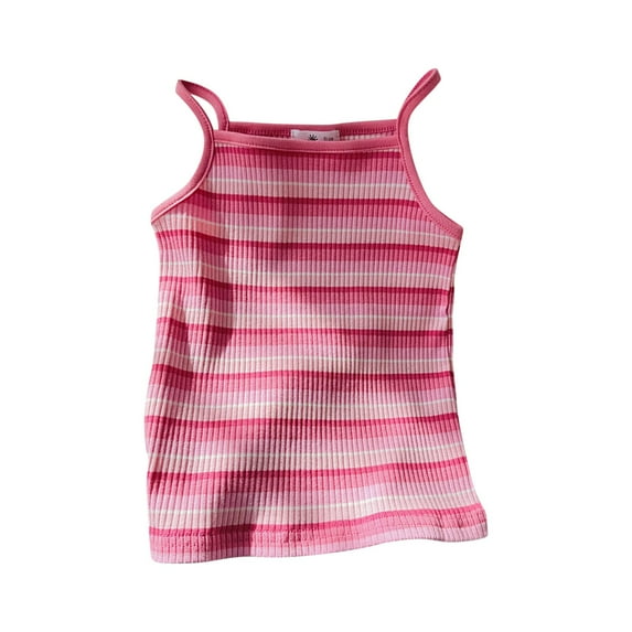 EnJoCho Girls Basic Sleeveless Striped Tank Tops Spaghetti Strap Ribbed Knit Shirts Summer Color Block Aesthetic Casual Trendy Tops