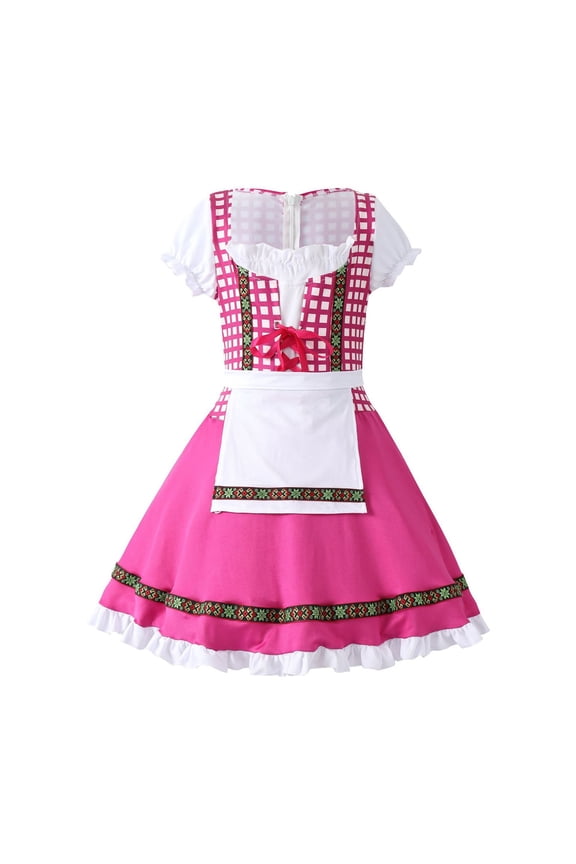 Girls Bavarian Dirndl Dress Traditional German Floral Embroidered Satin Outfit for Toddler Kids Oktoberfes𝗍 Festival Pageant Birthday Fanc𝗒 Cos-play Party Dress