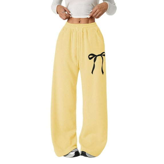 EnJoCho Girls Bowknot Baggy Sweatpants Cute Straight Leg Athletic Pants With Pockets Clothes Teen Girls 4-13 Years Casual Streetwear Joggers Sweats Loung𝖾wear