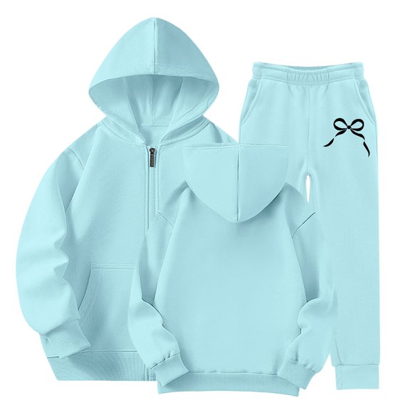 EnJoCho Girls Boys Full Zip Hooded Sweatshirt Jogger Sweatpants 2 Piece 𝖳racksuit 𝖠thletic Sweatsuit Set Sportswear Casual Gym Training Running Outfit