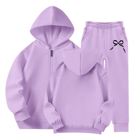 EnJoCho Girls Boys Full Zip Hooded Sweatshirt Jogger Sweatpants 2 Piece 𝖳racksuit 𝖠thletic Sweatsuit Set Sportswear Casual Gym Training Running Outfit