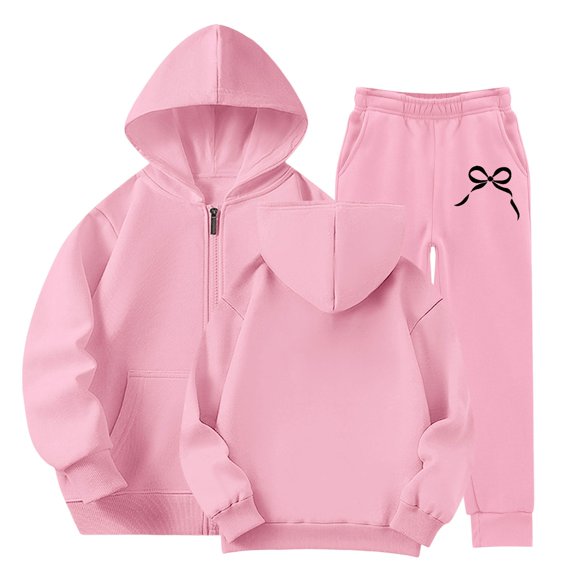 EnJoCho Girls Boys Full Zip Hooded Sweatshirt Jogger Sweatpants 2 Piece 𝖳racksuit 𝖠thletic Sweatsuit Set Sportswear Casual Gym Training Running Outfit