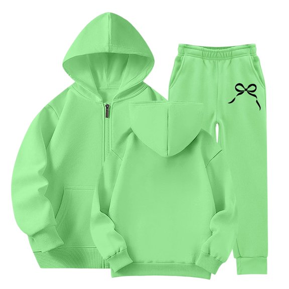 EnJoCho Girls Boys Full Zip Hooded Sweatshirt Jogger Sweatpants 2 Piece 𝖳racksuit 𝖠thletic Sweatsuit Set Sportswear Casual Gym Training Running Outfit