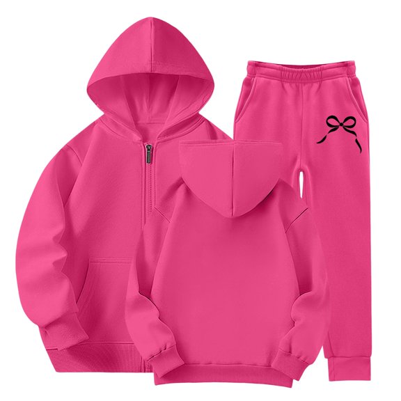 EnJoCho Girls Boys Full Zip Hooded Sweatshirt Jogger Sweatpants 2 Piece 𝖳racksuit 𝖠thletic Sweatsuit Set Sportswear Casual Gym Training Running Outfit