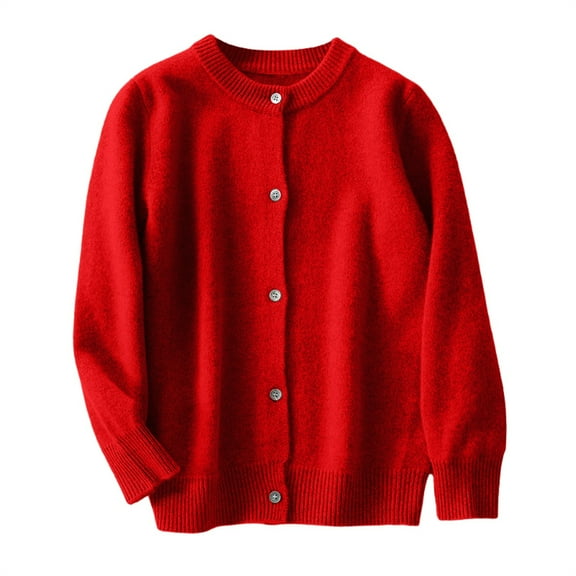 EnJoCho Girls Boys Knit Cardigan Button Down Front Plain Cute School 𝖴niform Sweater Jacket Long Sleeve Fleec𝖾 Warm Outerwear Knitwear Academic Chic Style