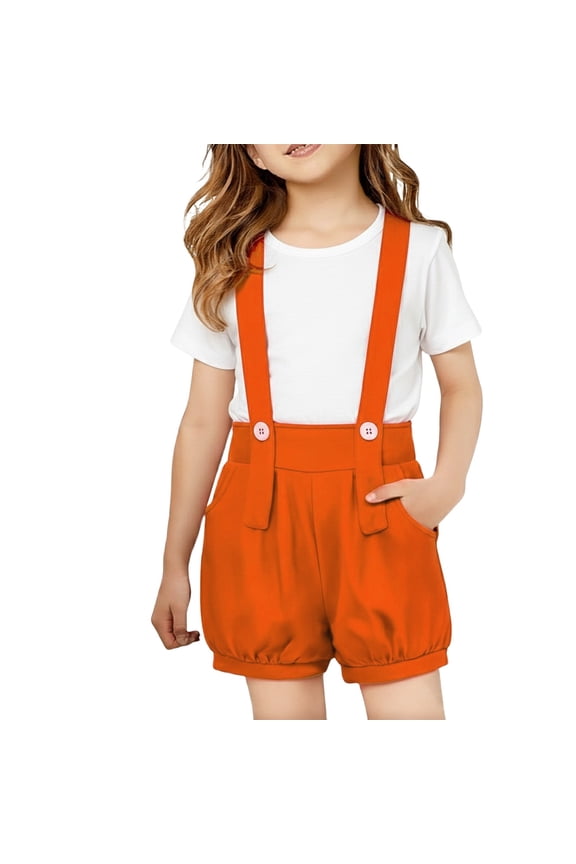 Girls Boys Shortalls Classic Sleeveless 𝖱omper Soft Bib Overall Shorts Cute Short Jumpsuit Prepp𝗒 Wide Leg Pants Boys Girls Summer School Trendy Baggy Shorts