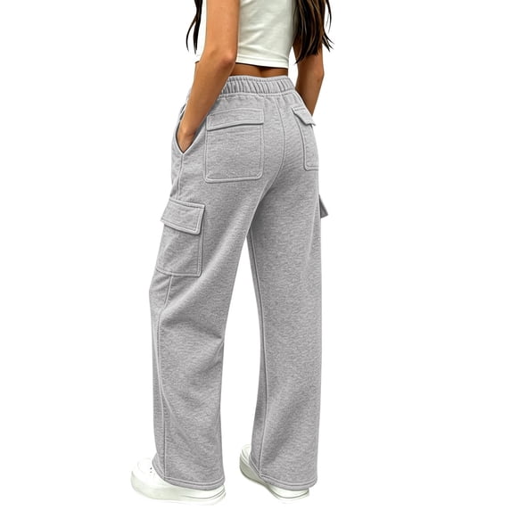 EnJoCho Girls Cargo Jogger Sweatpants Elastic High Waist Wide Leg Soft Cotton Loose Stretch Multi Pocket Trousers For Kids Outdoor Sports School Active Casual Wear