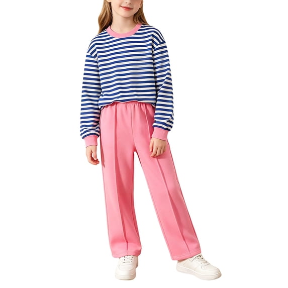 EnJoCho Girls Casual Hoodie Set - Soliđť–˝ Color Long Sleeve Fleece Sweatpants Outfit for Little Girls, Cozy Fall Winter School Clothes and Everyday Wear