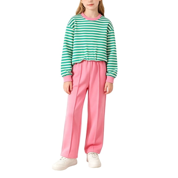 EnJoCho Girls Casual Hoodie Set - Soliđť–˝ Color Long Sleeve Fleece Sweatpants Outfit for Little Girls, Cozy Fall Winter School Clothes and Everyday Wear