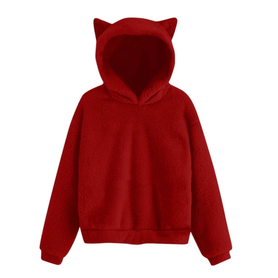 EnJoCho Girls Cat Ears Hoodies Cute Warm Sweatshirts Fleece Pullover | Sweatshirt for Teen Girls, Back-to-School Clothes, Fall Winter Warm Pullover , Fashion Cute Warm Tops, with Pockets